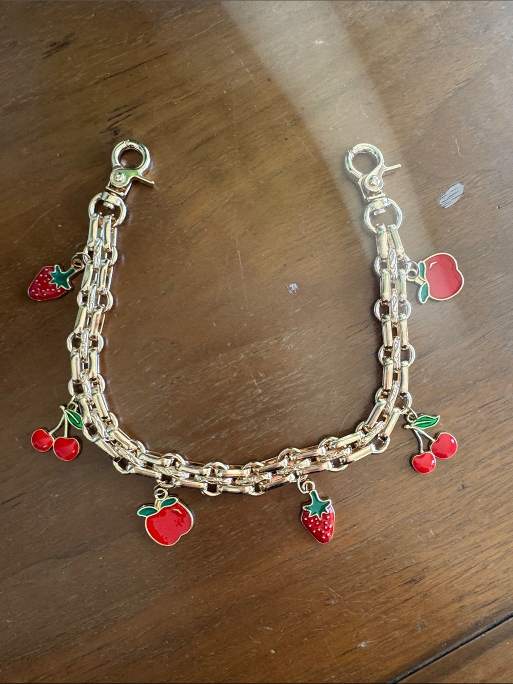Gold Bag chain with Red Fruit Charms